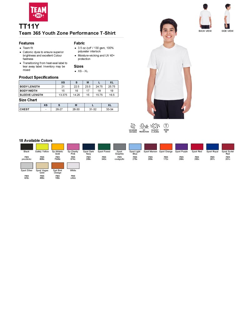 MMS Youth 100% Polyester Tee