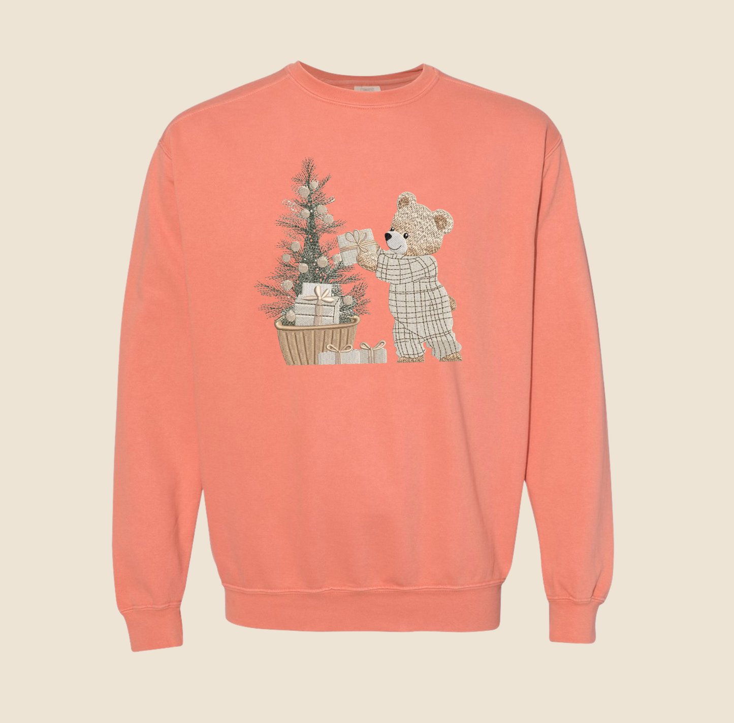 Embroidered Cozy Christmas Bear Sweatshirt – Premium Holiday Gift
